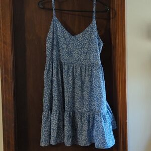 Floral Blue Sleeveless Dress